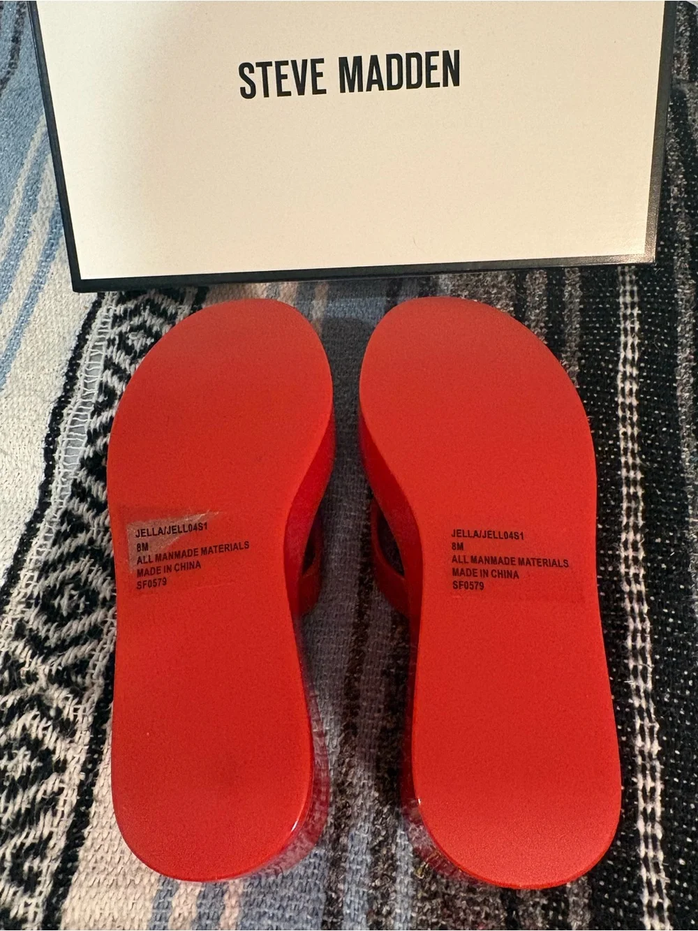 Steve Madden Red Orange  Platform Flip Flop Sandals, women’s 8, NWB & Tote Bag